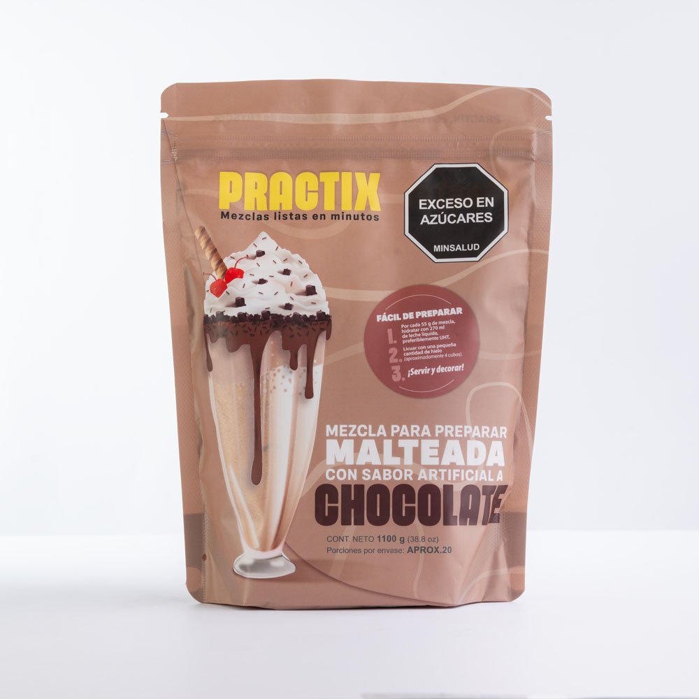 Malteada chocolate 1100g Empaque malteada sabor chocolate 1100 gramos
