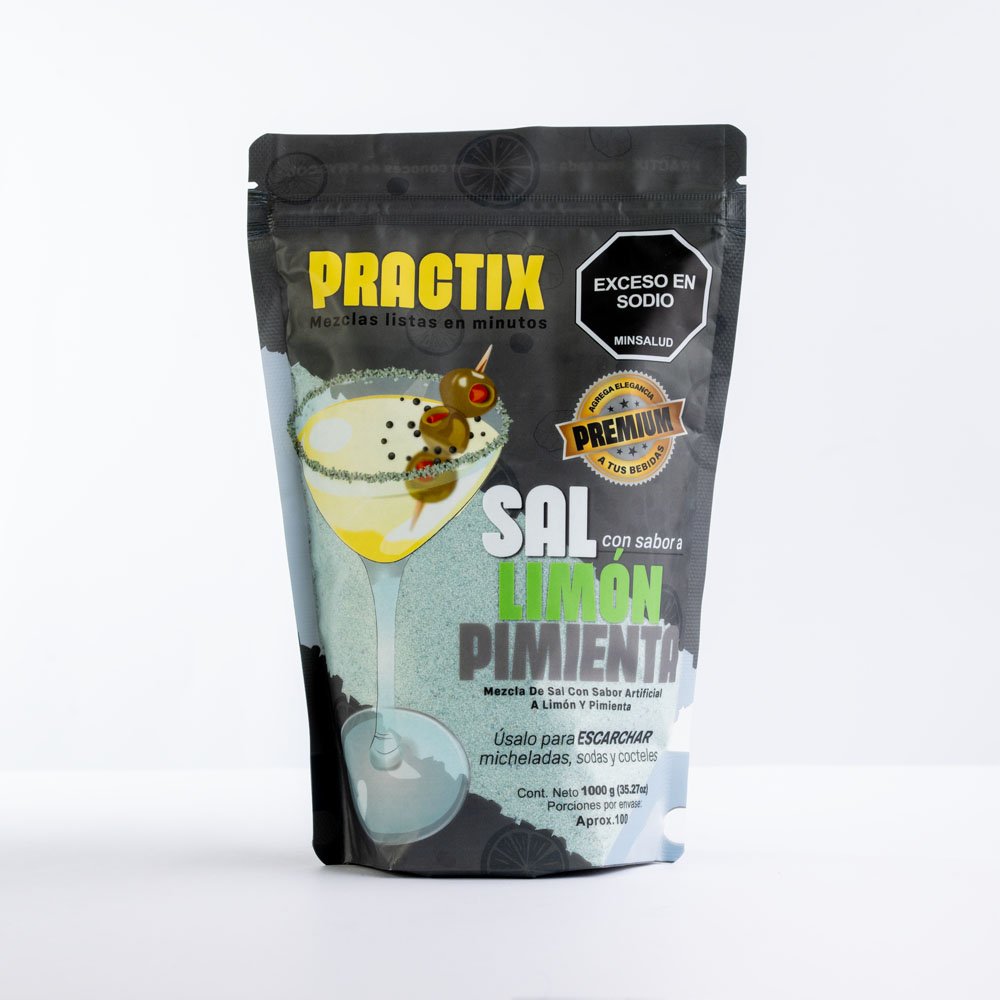 Sal limon pimienta 1000g Empaque sal sabor limón pimienta 1000 gramos